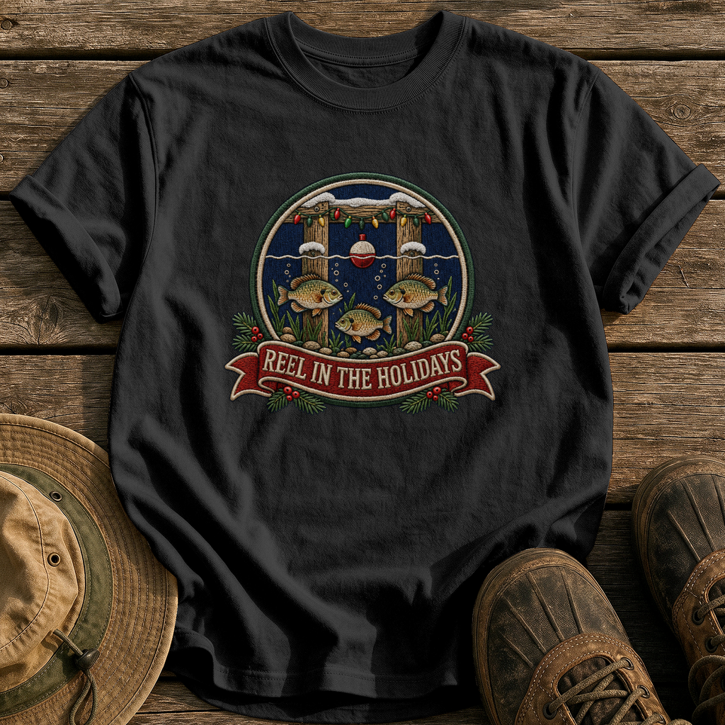 Reel In The Holidays tee - Black - front