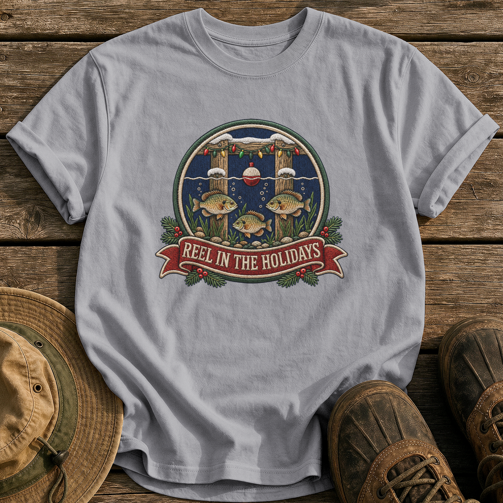 Reel In The Holidays tee - Grey - front
