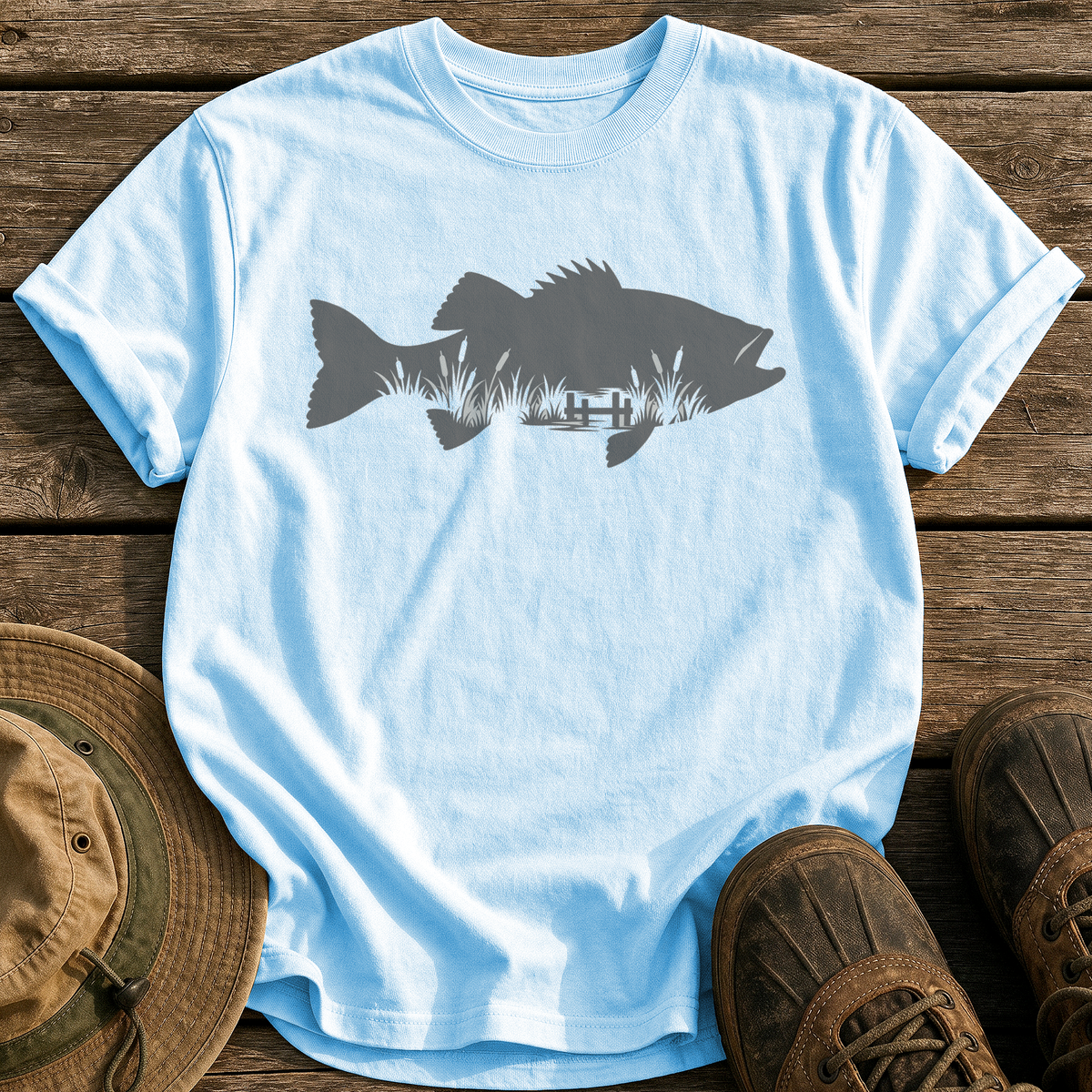Bass Marsh Silhouette tee - Chambray - front
