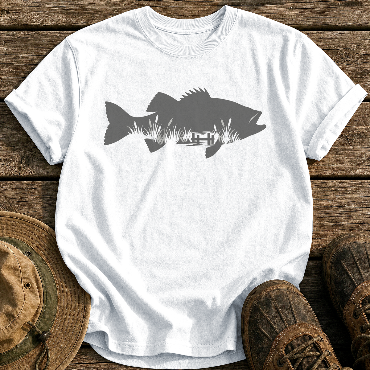 Bass Marsh Silhouette tee - White - front