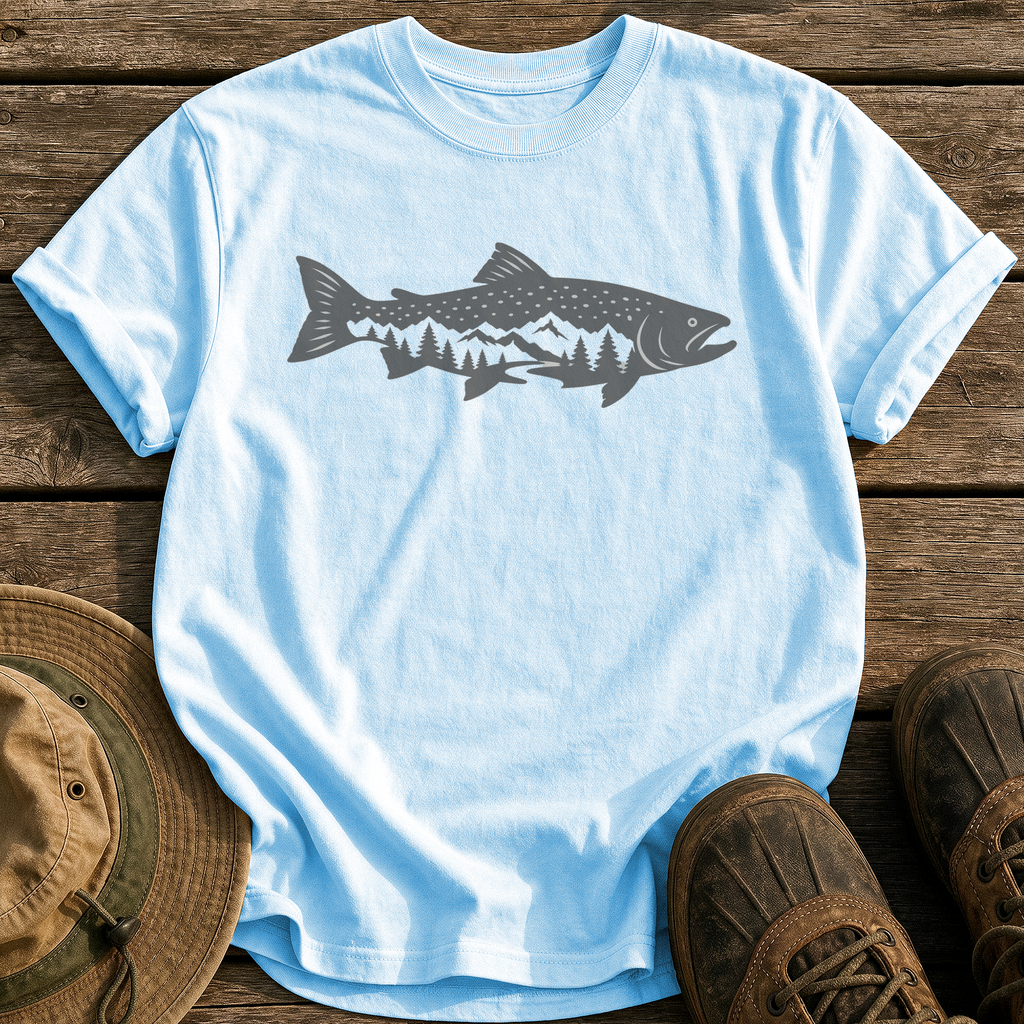 Trout Ridge Silhouette tee - Chambray - front