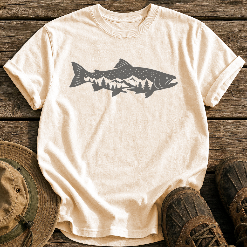 Trout Ridge Silhouette tee - Ivory - front