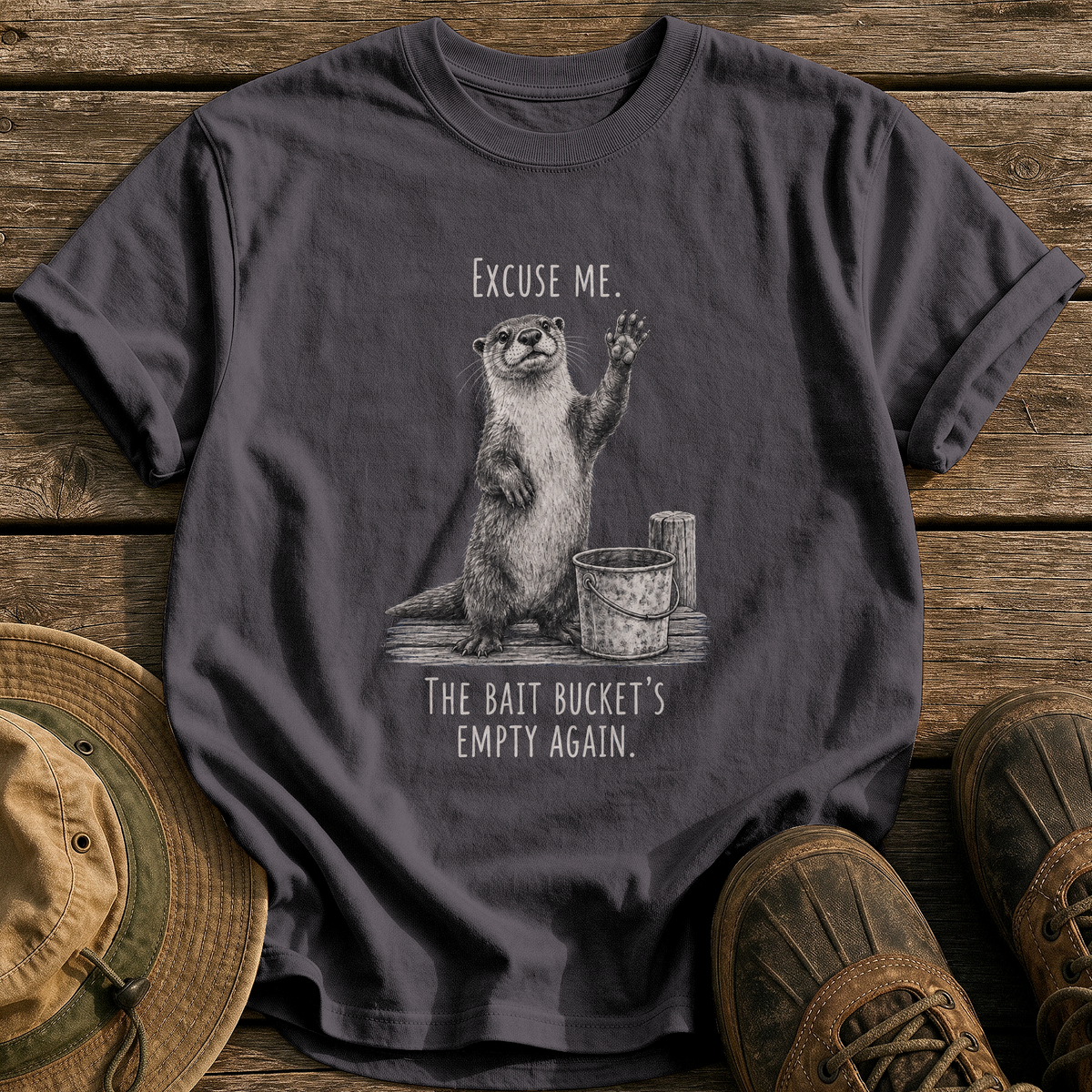The Bait Bucket's Empty tee - Graphite - front