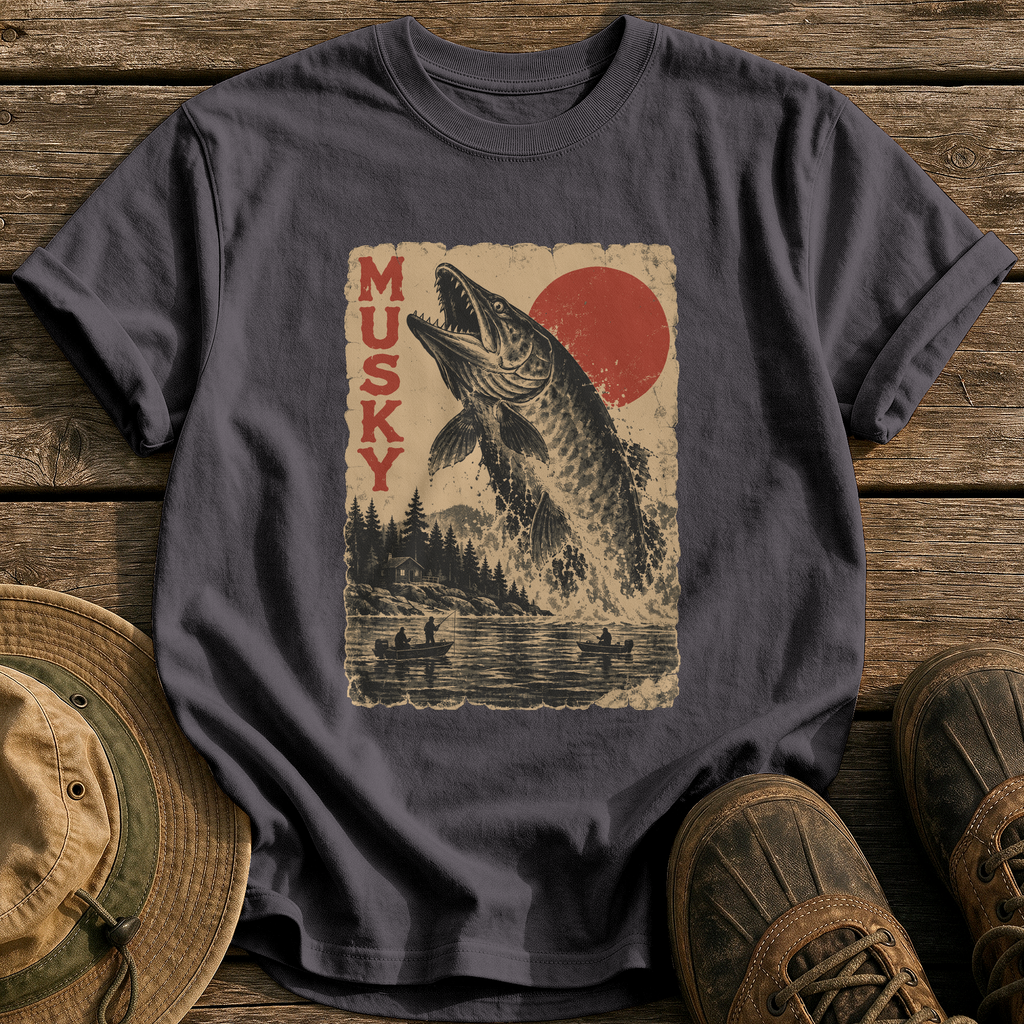 Musky Monster Poster tee - Graphite - front