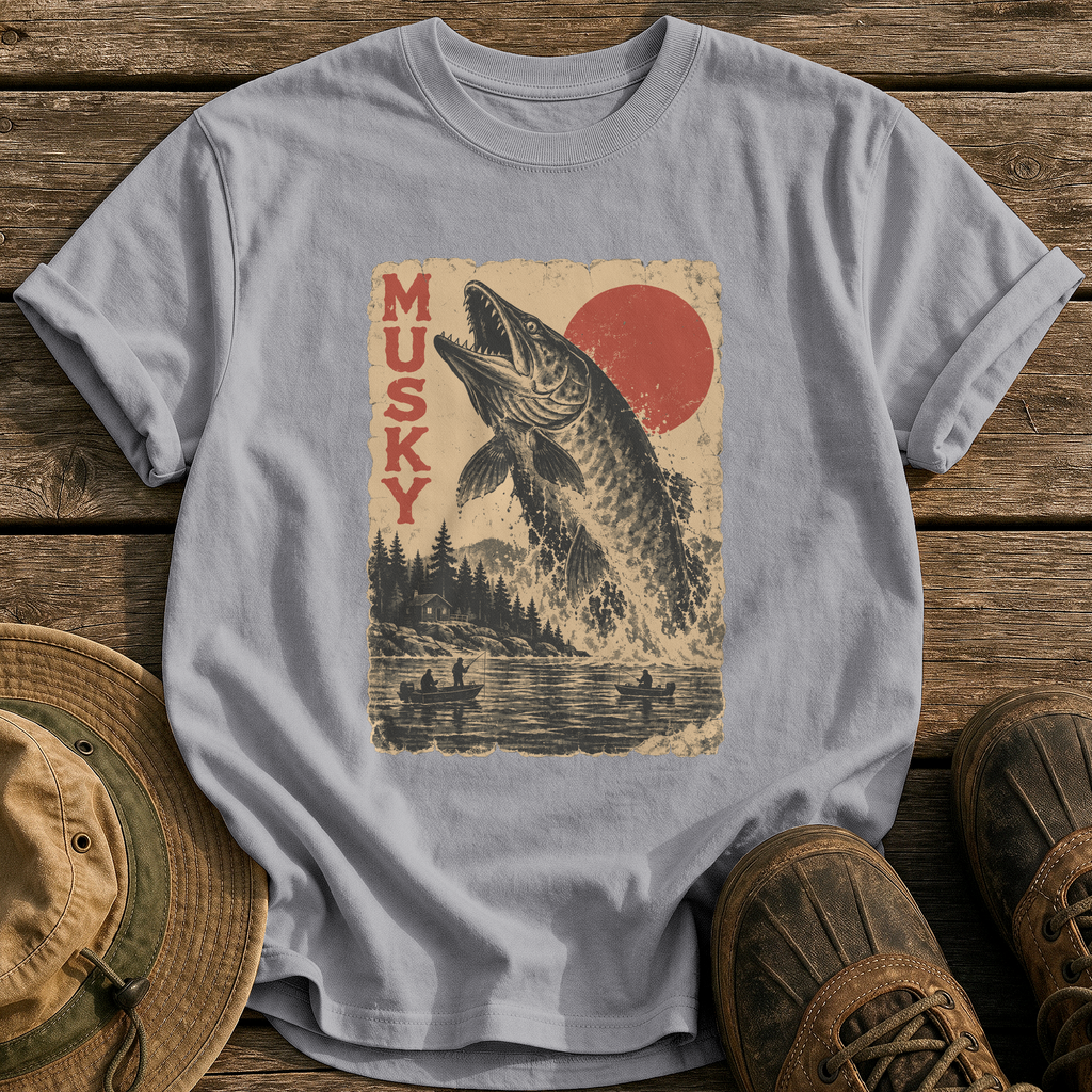 Musky Monster Poster tee - Grey - front