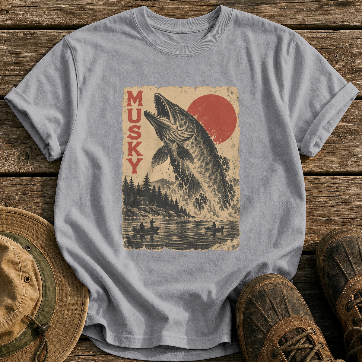 Musky Monster Poster tee - Grey - front