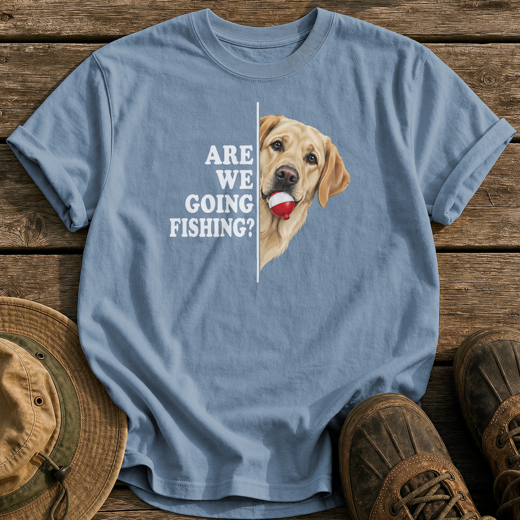 Are We Going Fishing? tee - Blue Jean - front