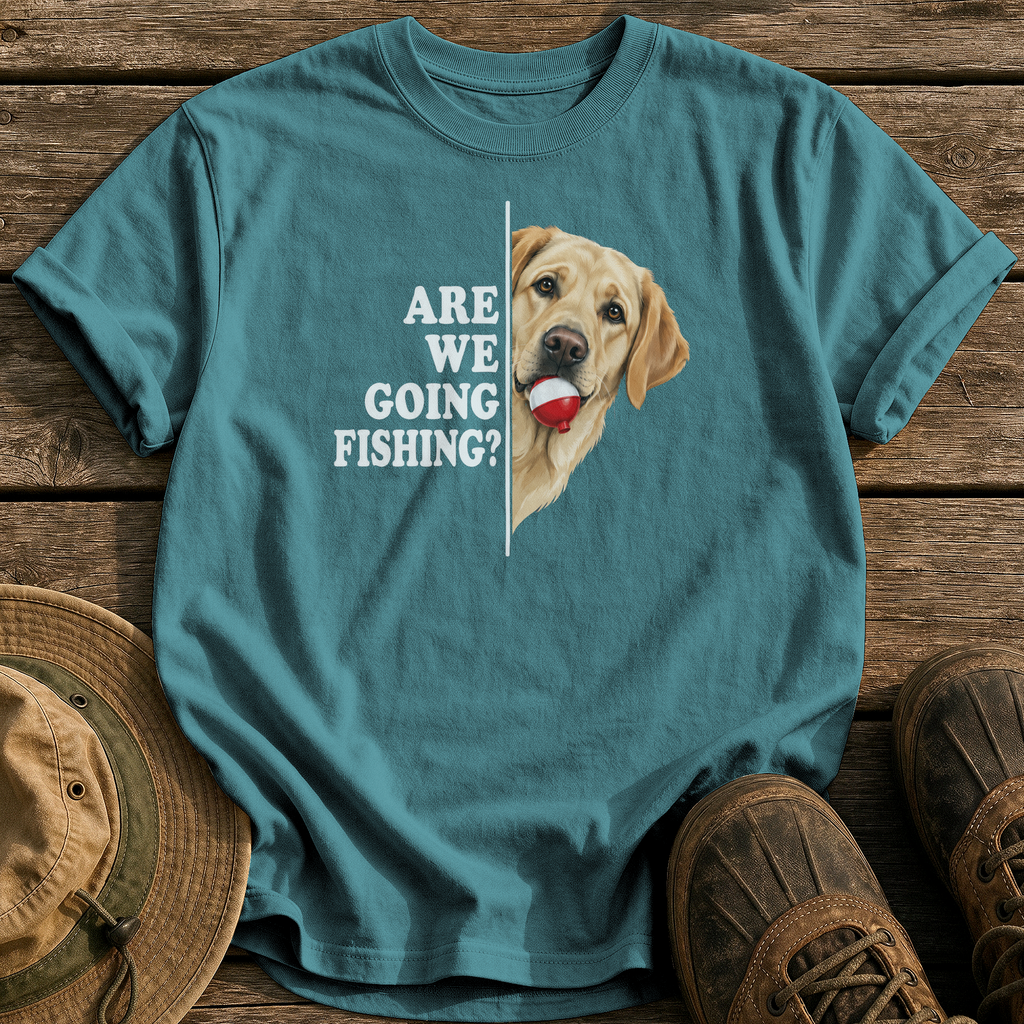 Are We Going Fishing? tee - Blue Spruce - front