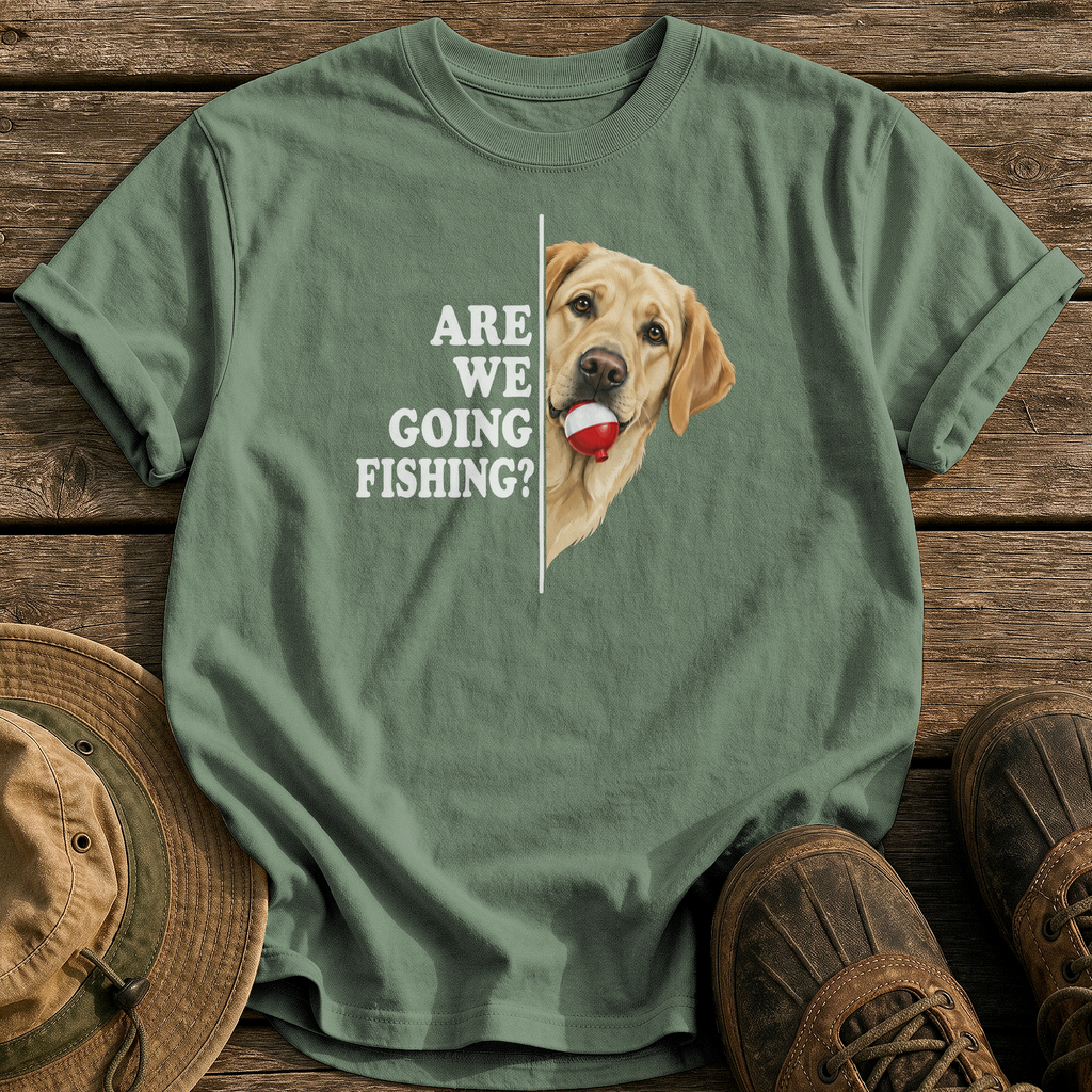 Are We Going Fishing? tee - Moss - front