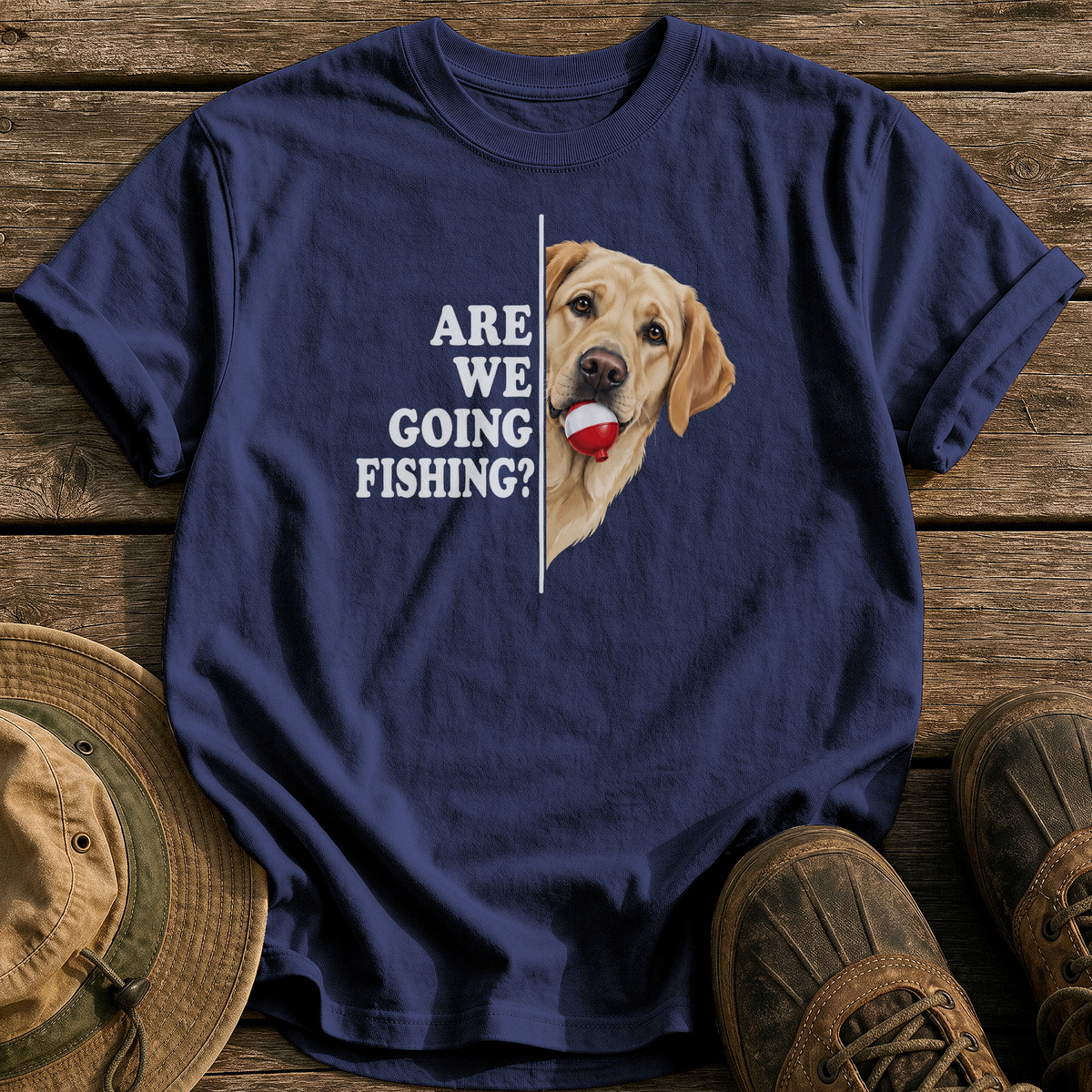 Are We Going Fishing? tee - True Navy - front