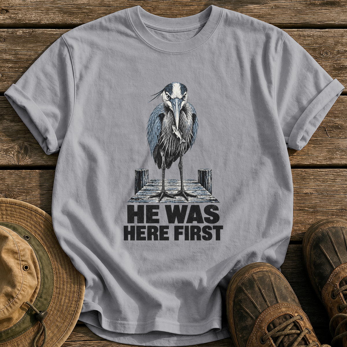He Was Here First tee - Grey - front