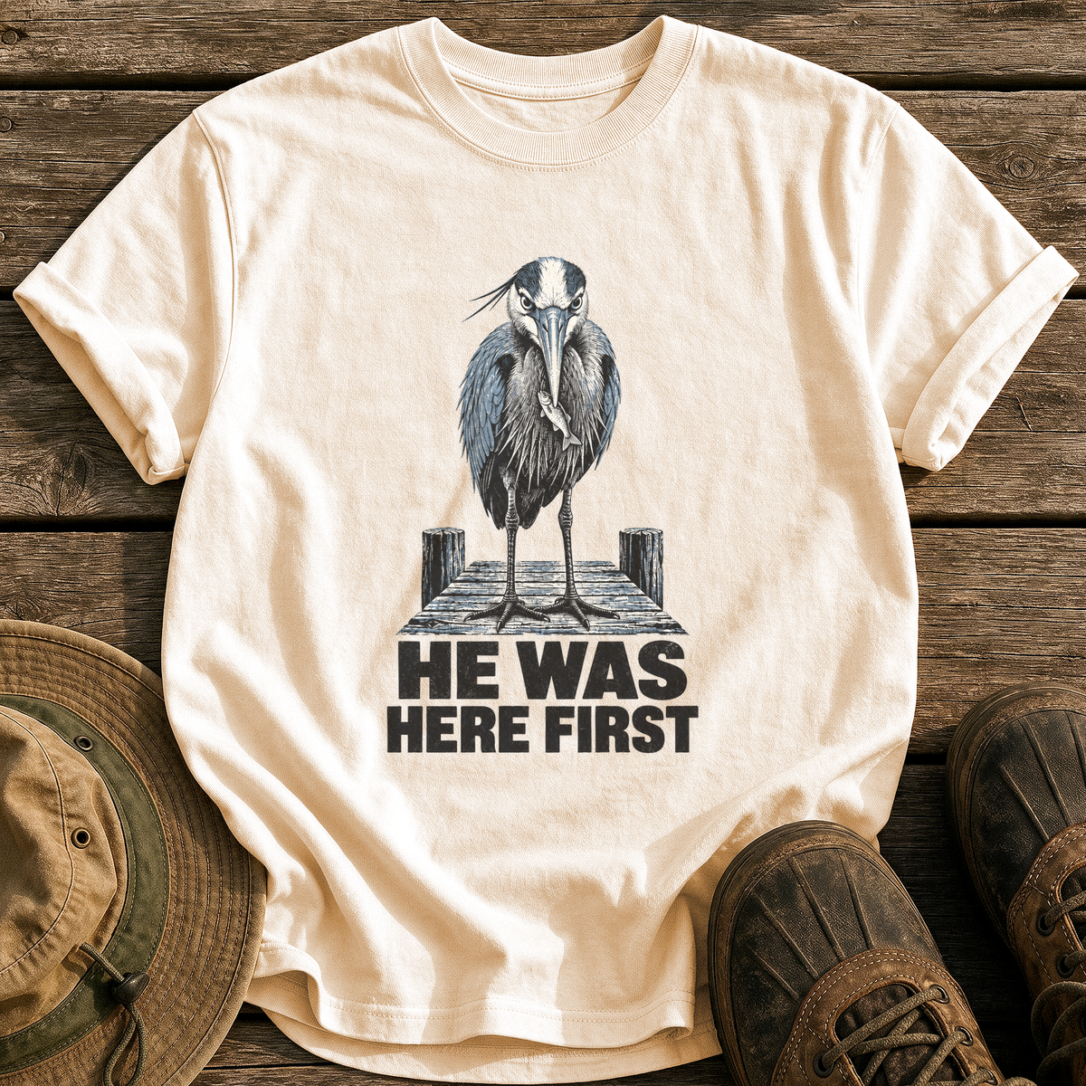 He Was Here First tee - Ivory - front