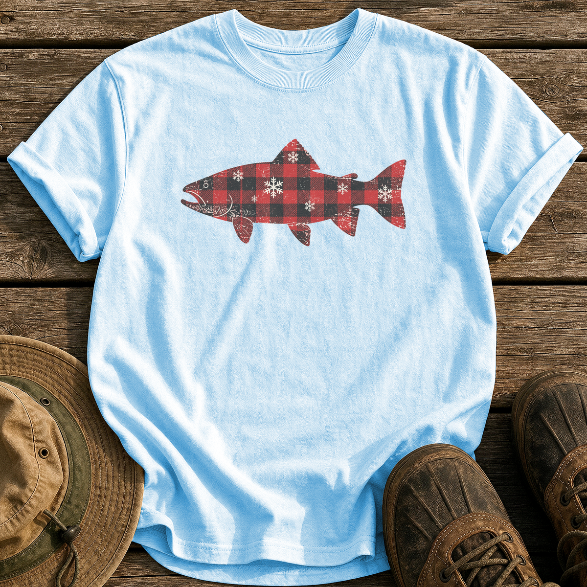 Flannel Trout tee - Chambray - front