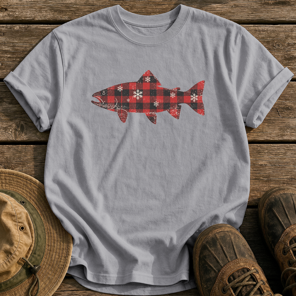 Flannel Trout tee - Grey - front