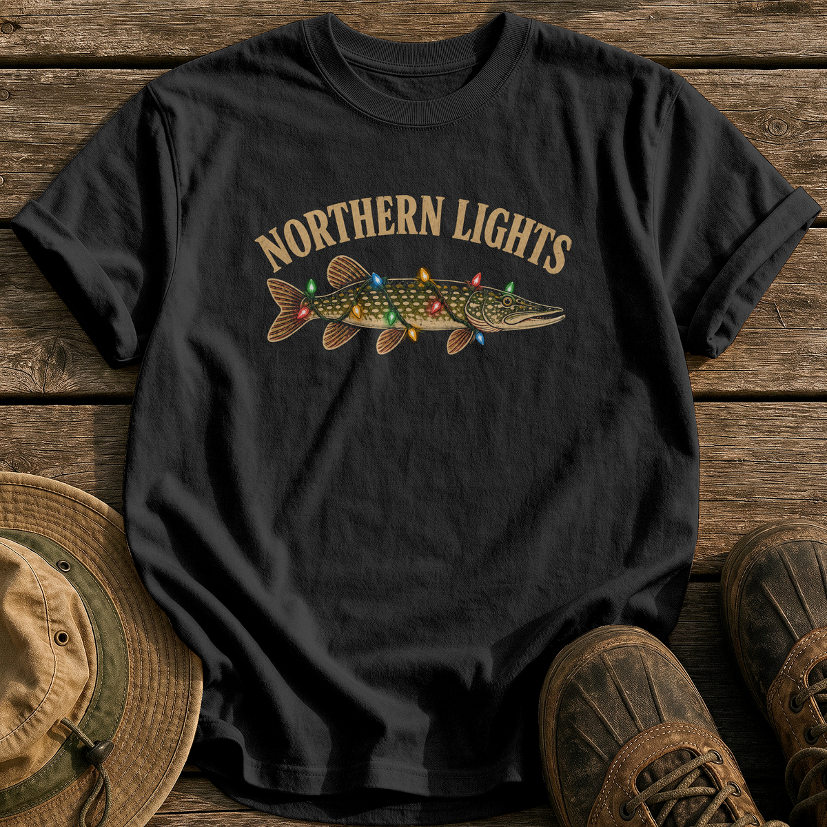 Northern Lights tee - Black - front