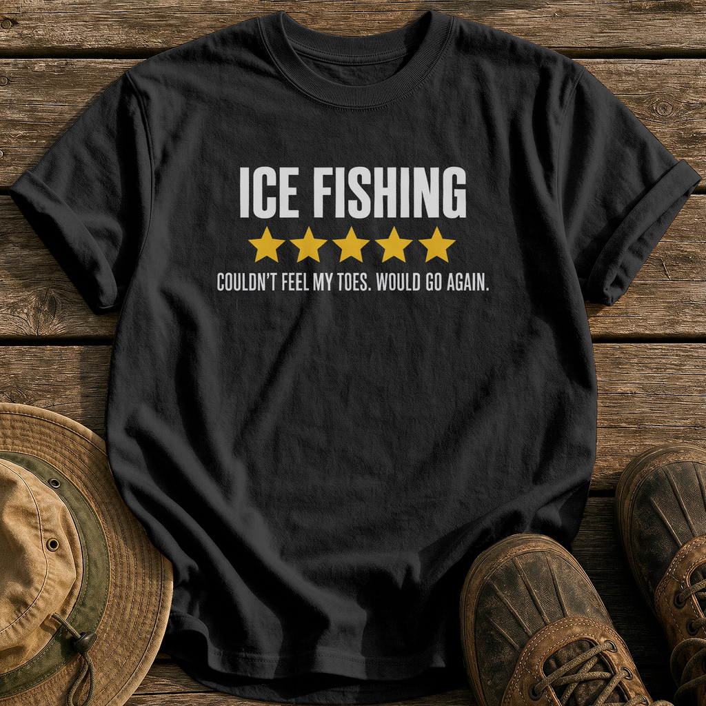 Ice Fishing, Five Stars tee - Black - front