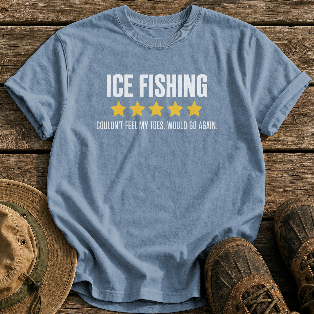 Ice Fishing, Five Stars tee - Blue Jean - front