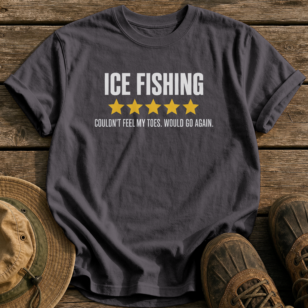 Ice Fishing, Five Stars tee - Graphite - front
