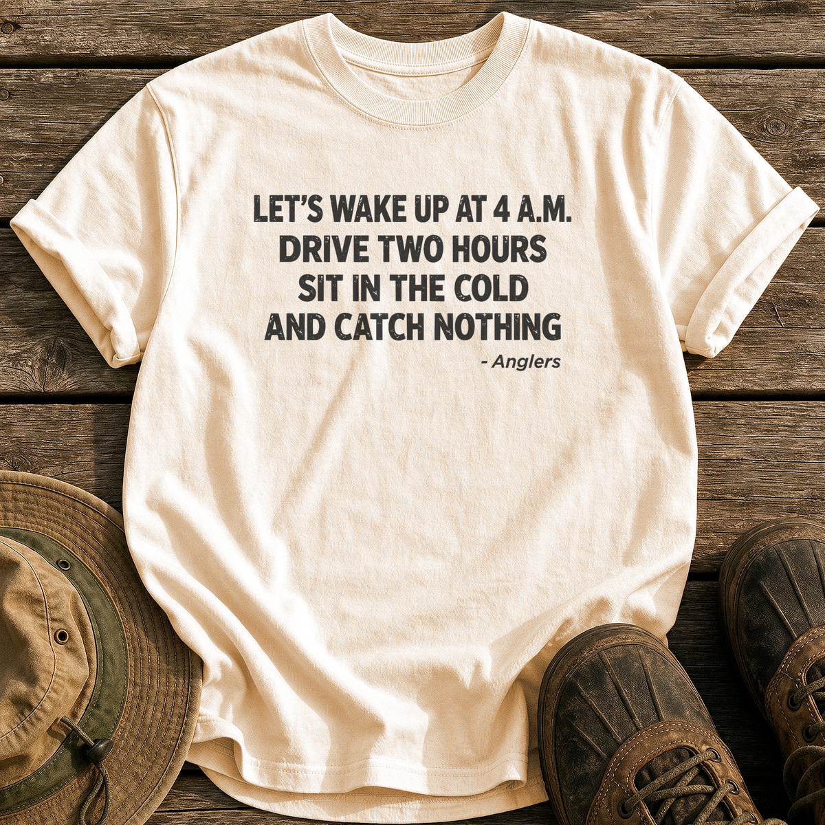 Anglers' 4 A.M. Plan tee - Ivory - front