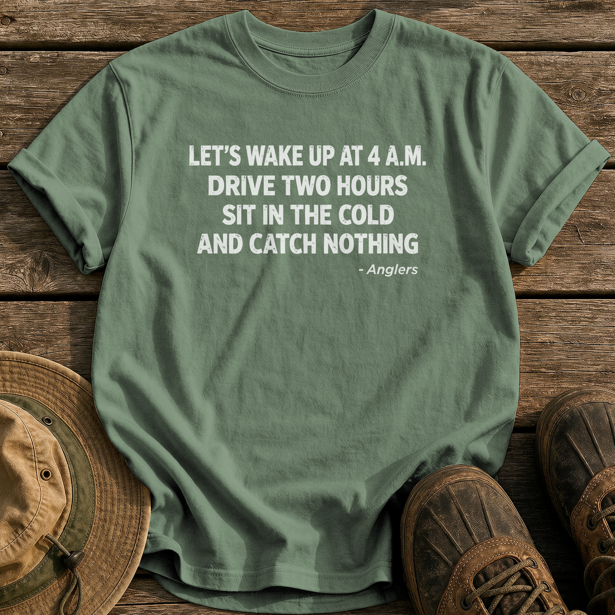 Anglers' 4 A.M. Plan tee - Moss - front