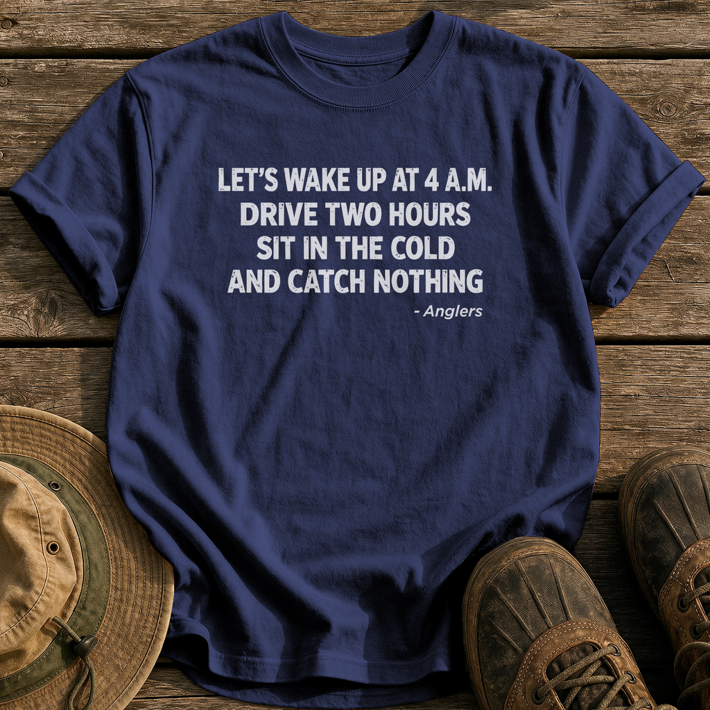 Anglers' 4 A.M. Plan tee - True Navy - front