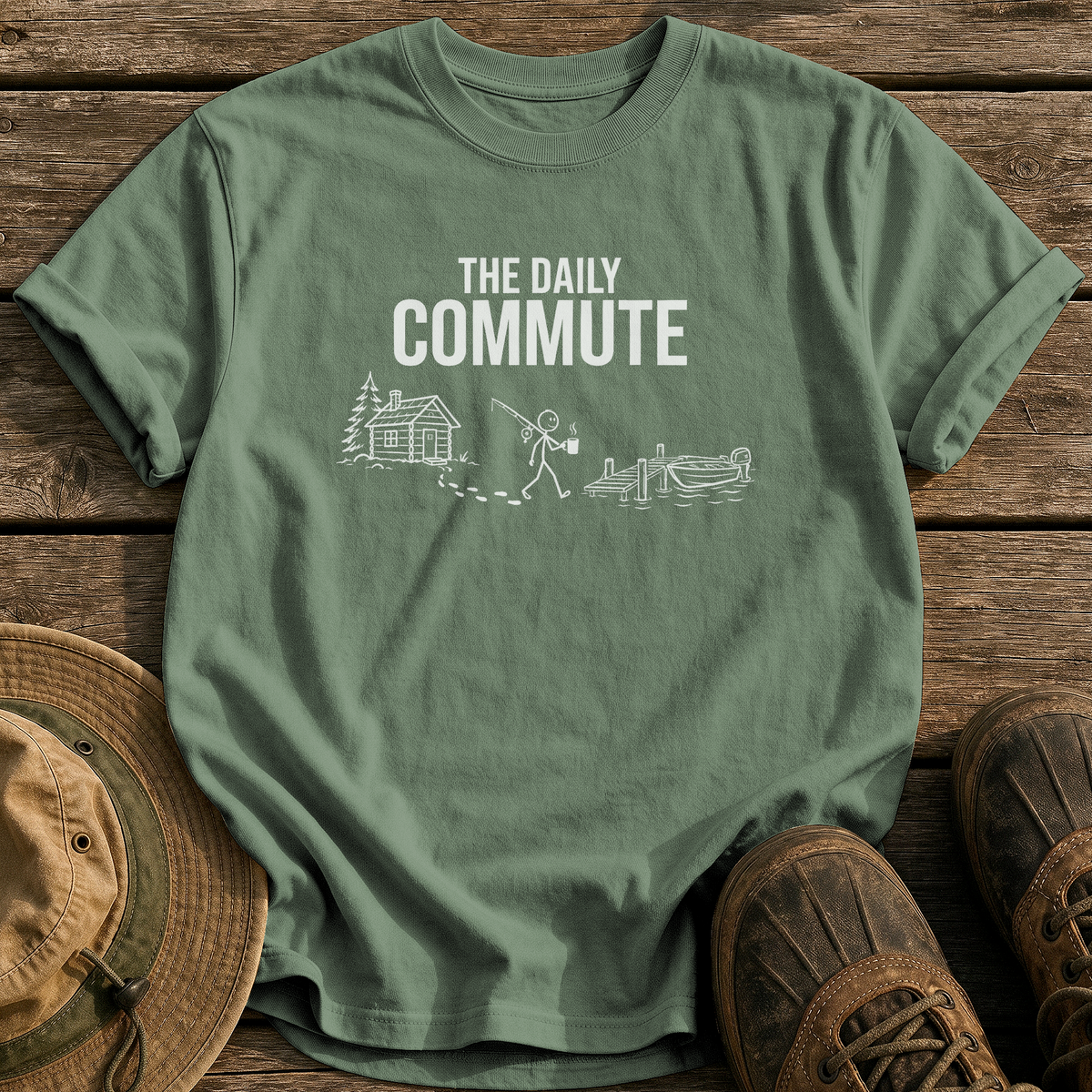 The Daily Commute tee - Moss - front