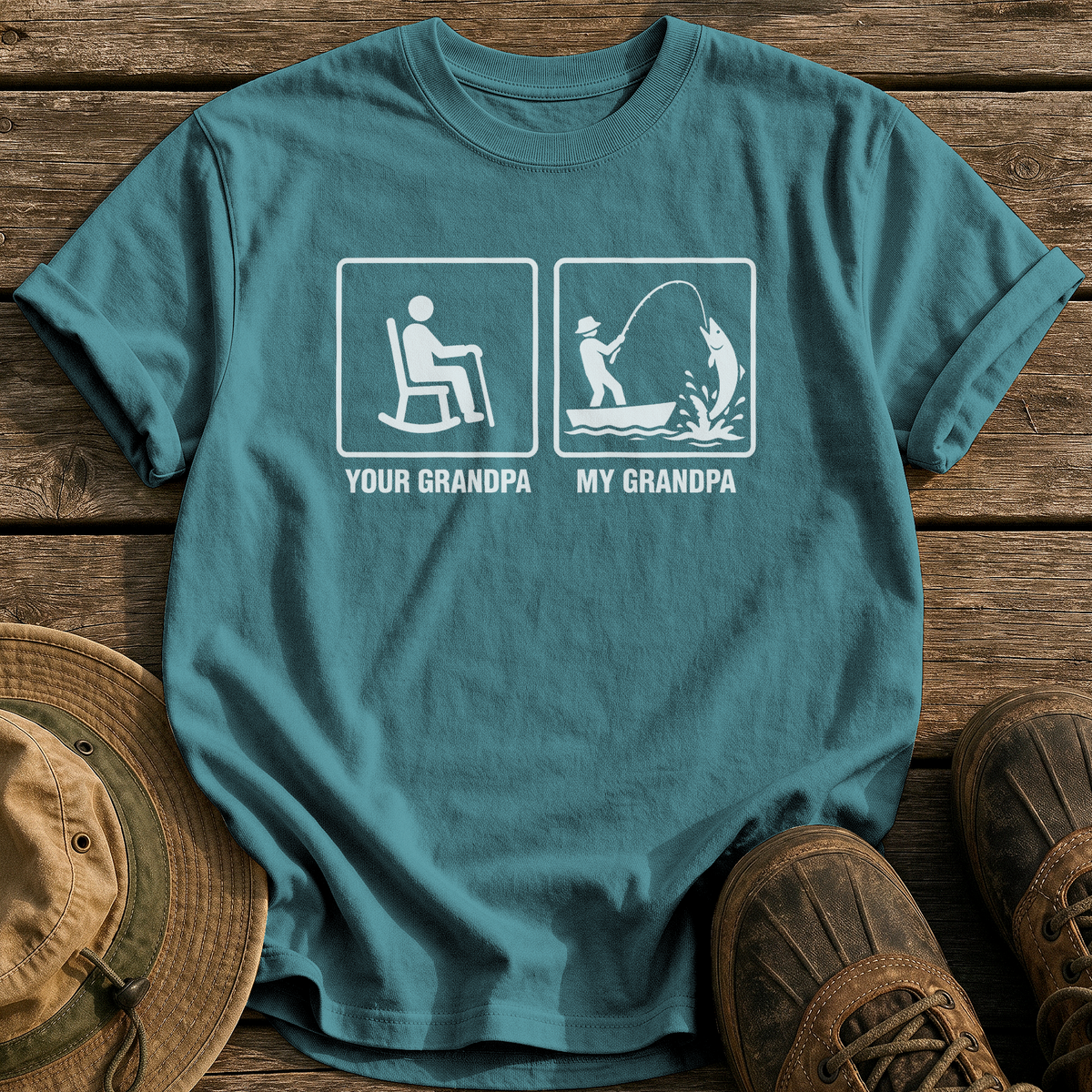Your Grandpa, My Grandpa tee - Blue Spruce - front