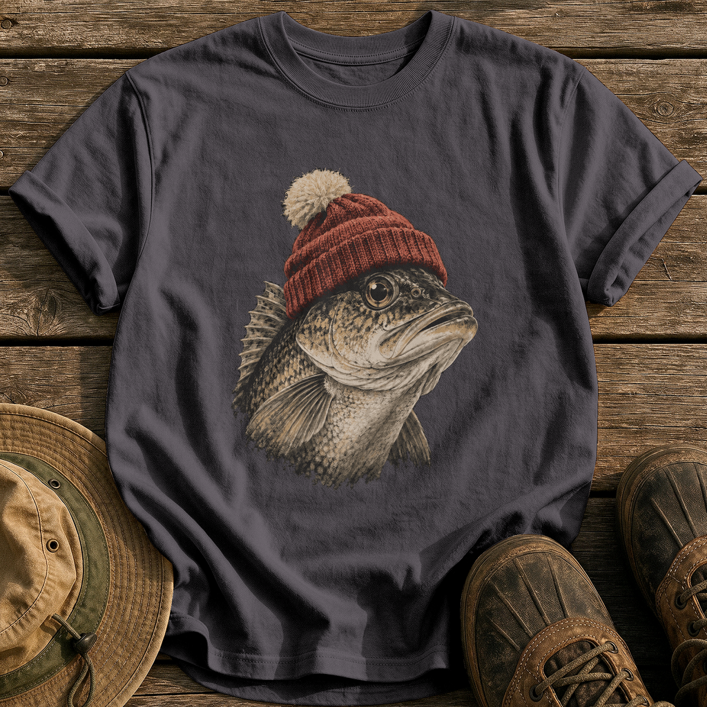 Walleye In A Beanie tee - Graphite - front