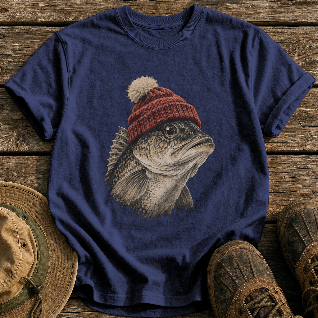 Walleye In A Beanie tee - True Navy - front
