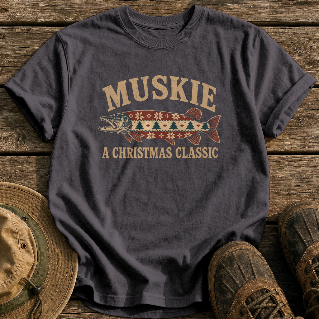 Muskie, A Christmas Classic tee - Graphite - front