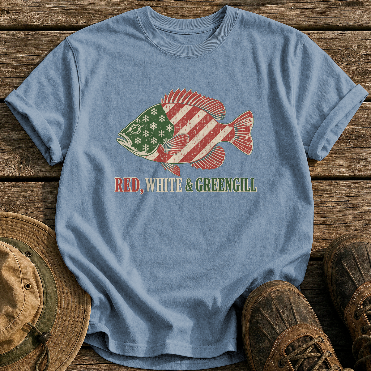 Red, White & Greengill tee - Blue Jean - front
