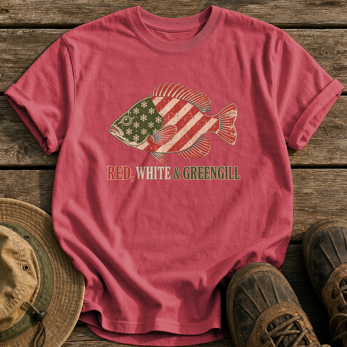 Red, White & Greengill tee - Chili - front