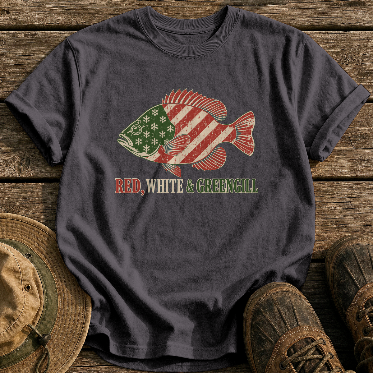 Red, White & Greengill tee - Graphite - front