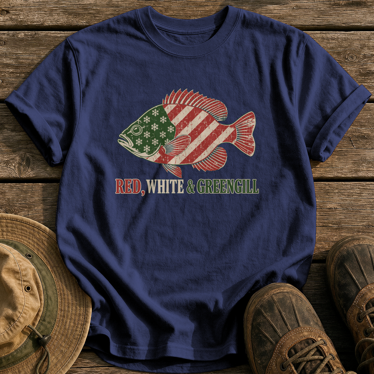 Red, White & Greengill tee - True Navy - front
