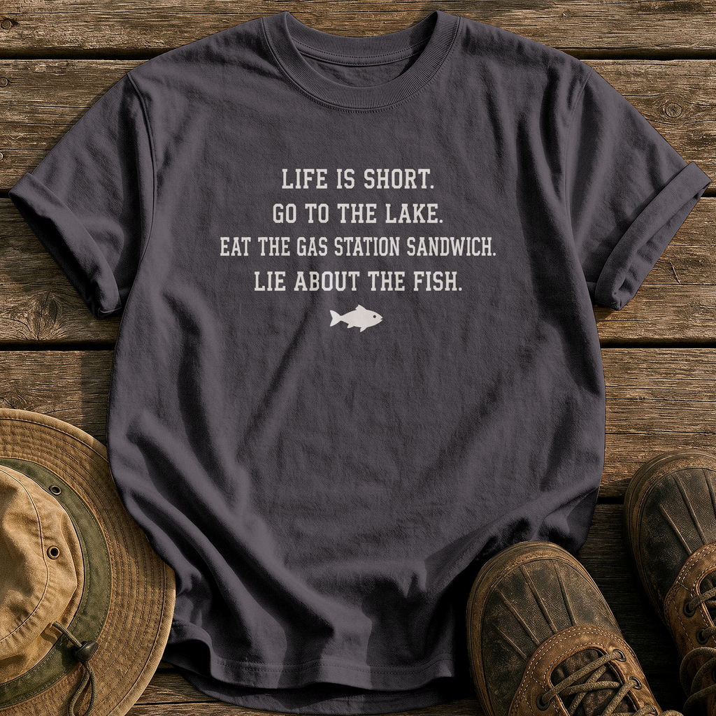 Life Is Short, Go Fishing tee - Graphite - front