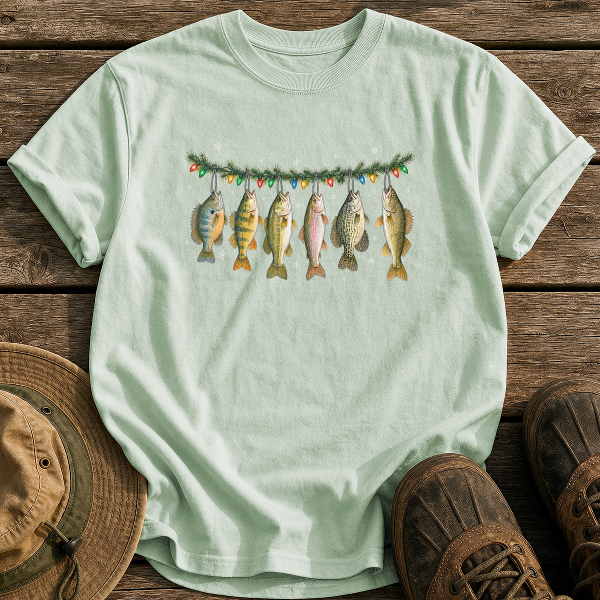Christmas Fish Garland tee - Bay - front