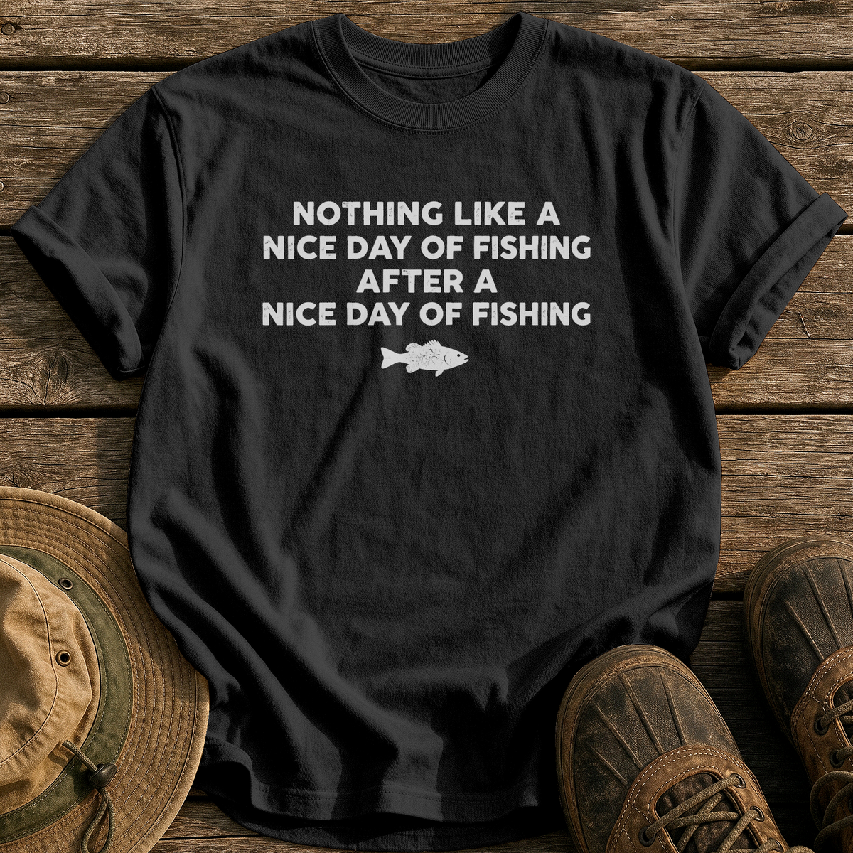 A Nice Day Of Fishing tee - Black - front