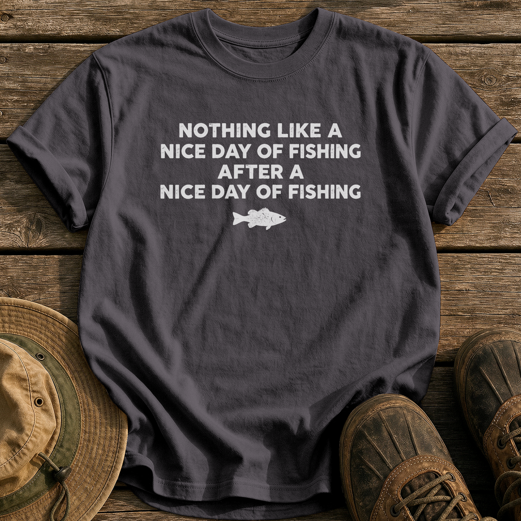 A Nice Day Of Fishing tee - Graphite - front