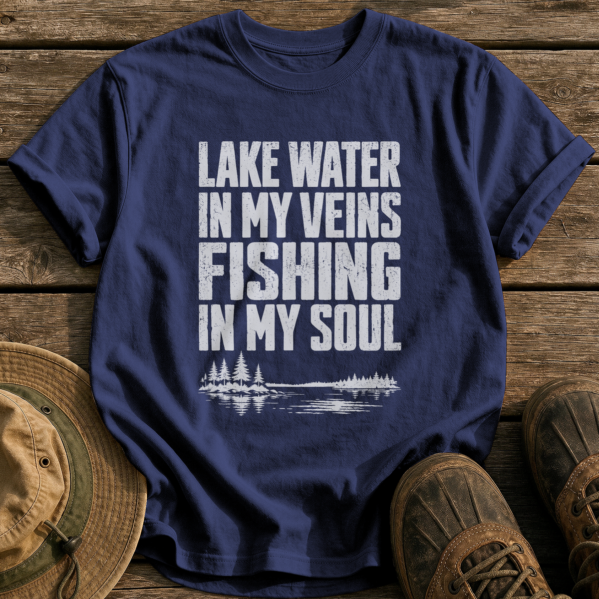 Lake Water In My Veins tee - True Navy - front