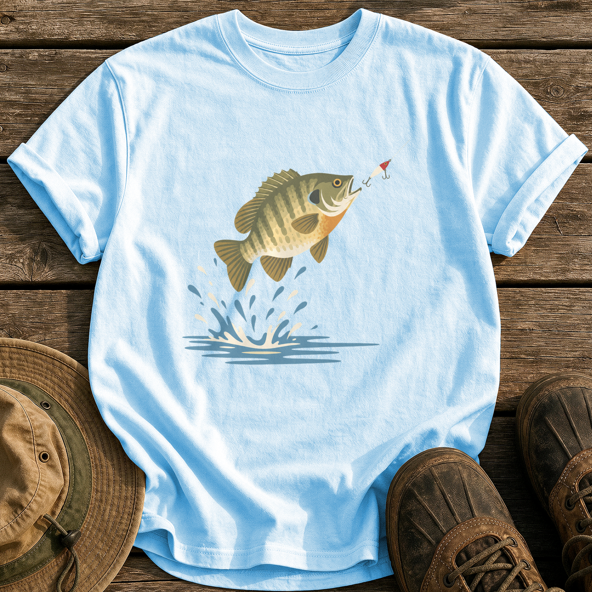 Mid-Century Bluegill tee - Chambray - front