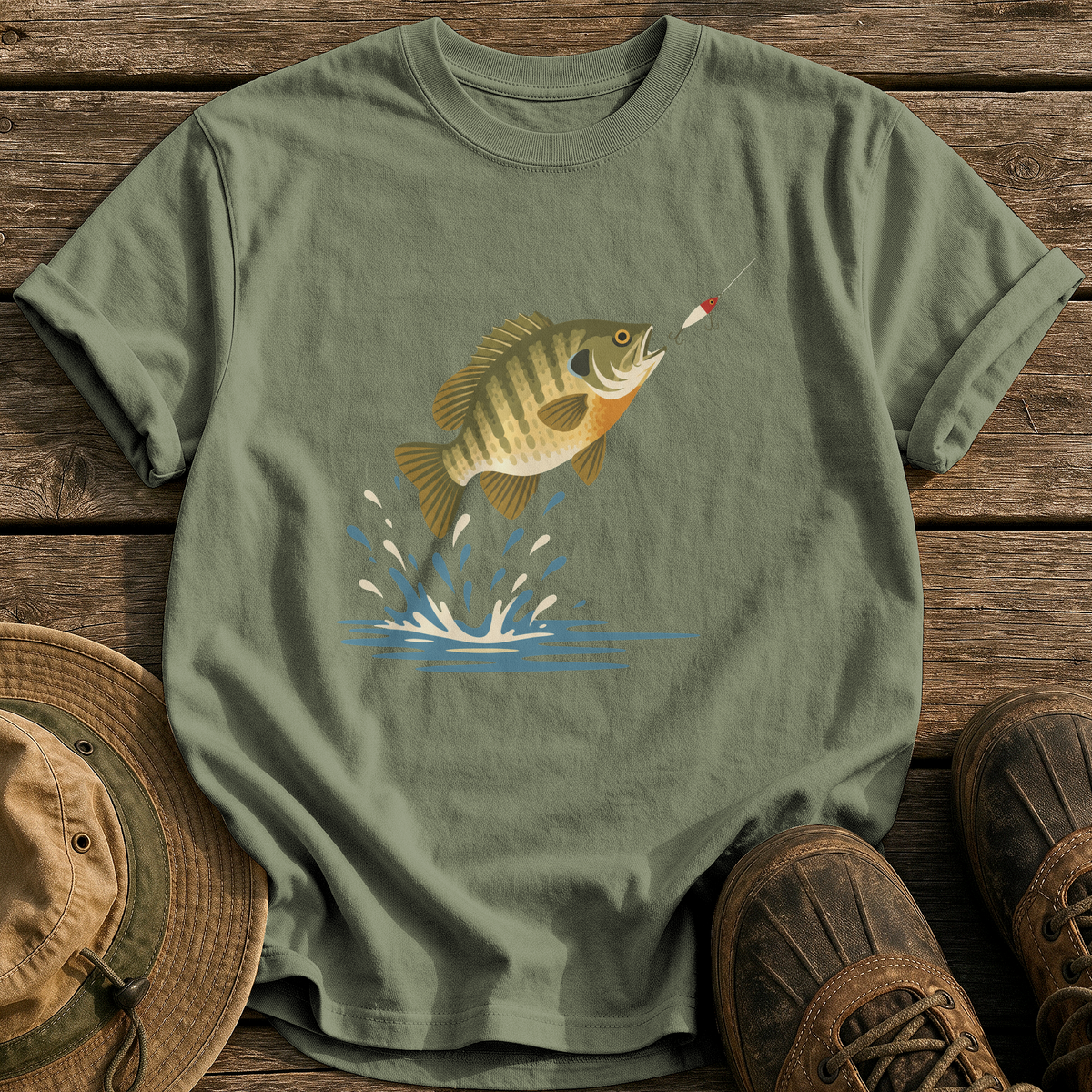 Mid-Century Bluegill tee - Sage - front