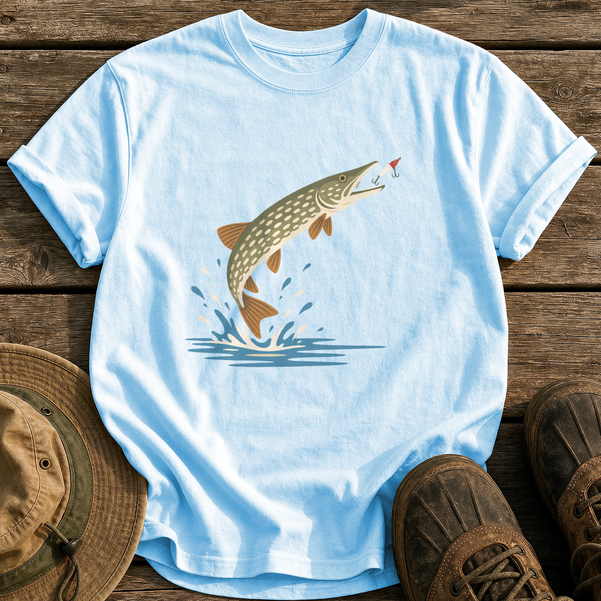Mid-Century Pike tee - Chambray - front