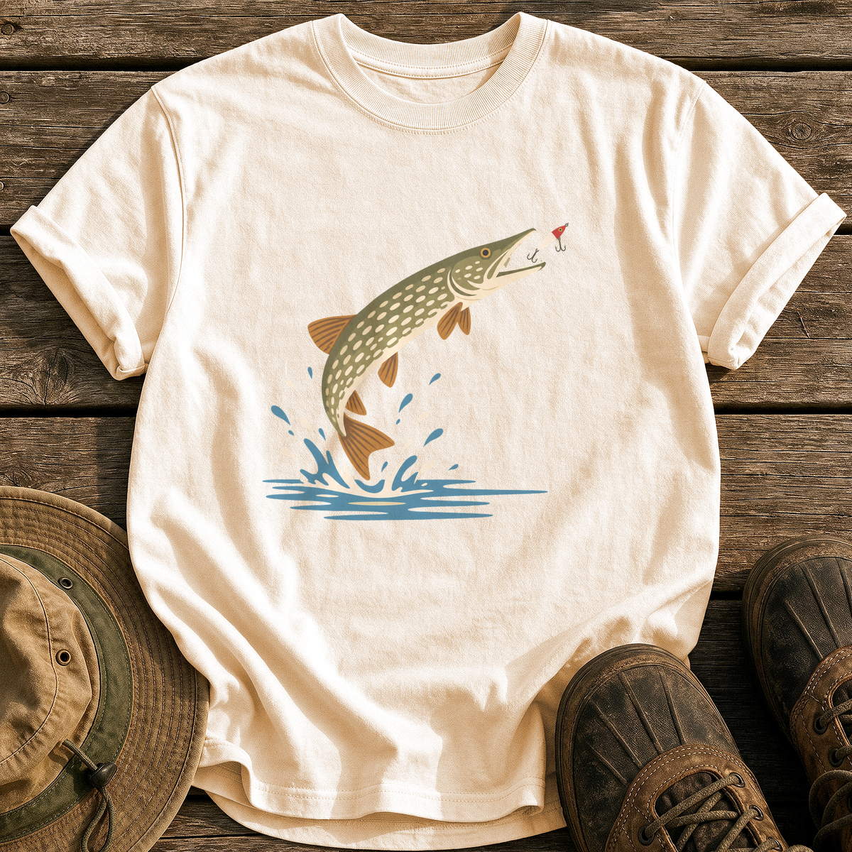 Mid-Century Pike tee - Ivory - front
