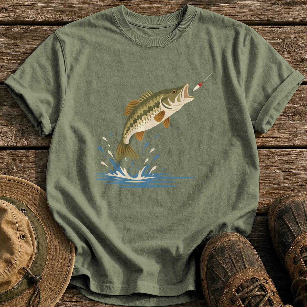 Mid-Century Largemouth tee - Sage - front