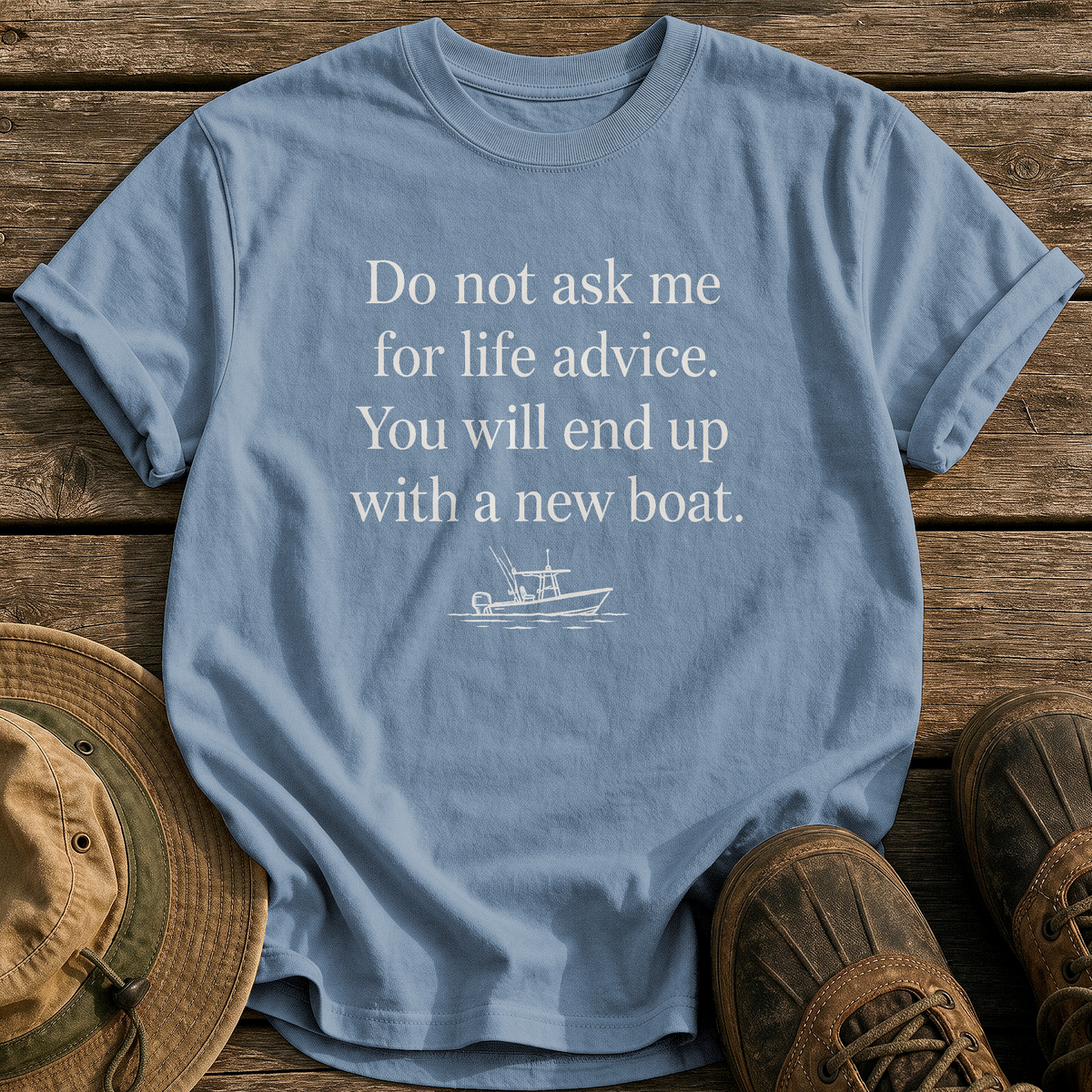 Life Advice, New Boat tee - Blue Jean - front