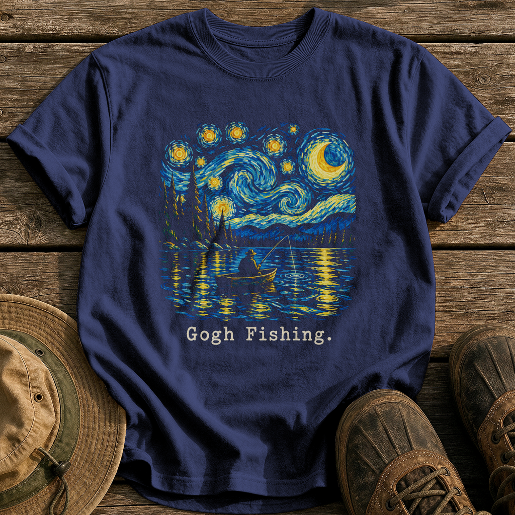 Gogh Fishing tee - True Navy - front