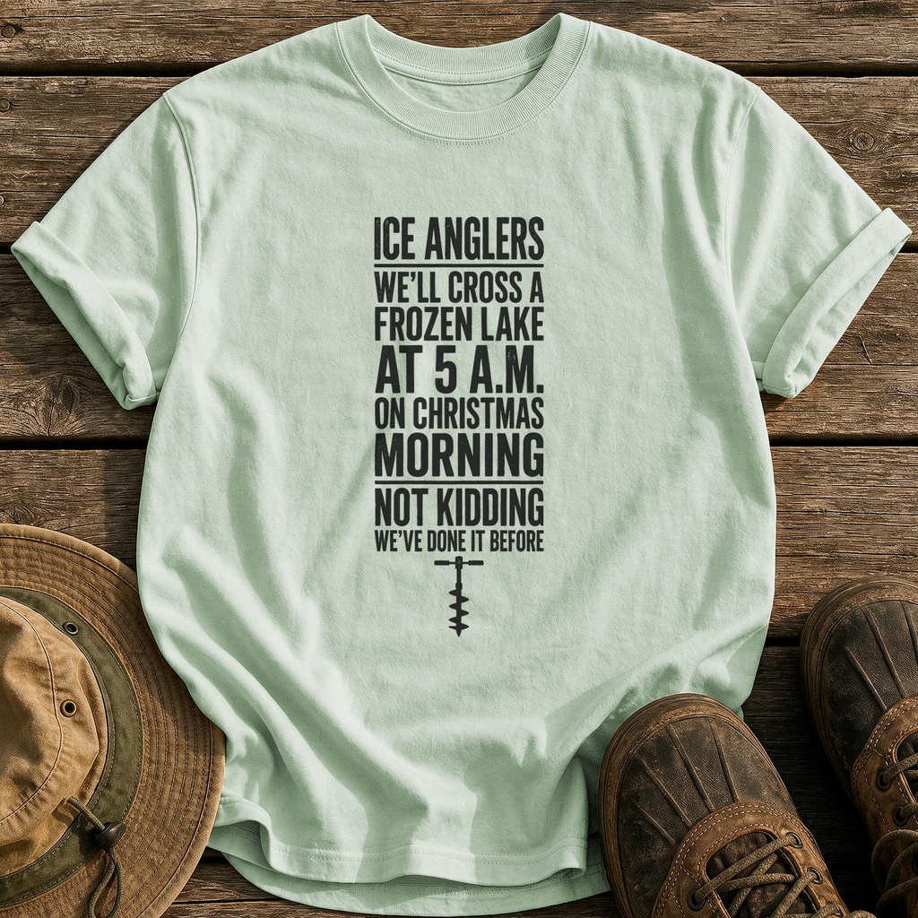 Ice Anglers, Christmas Morning tee - Bay - front