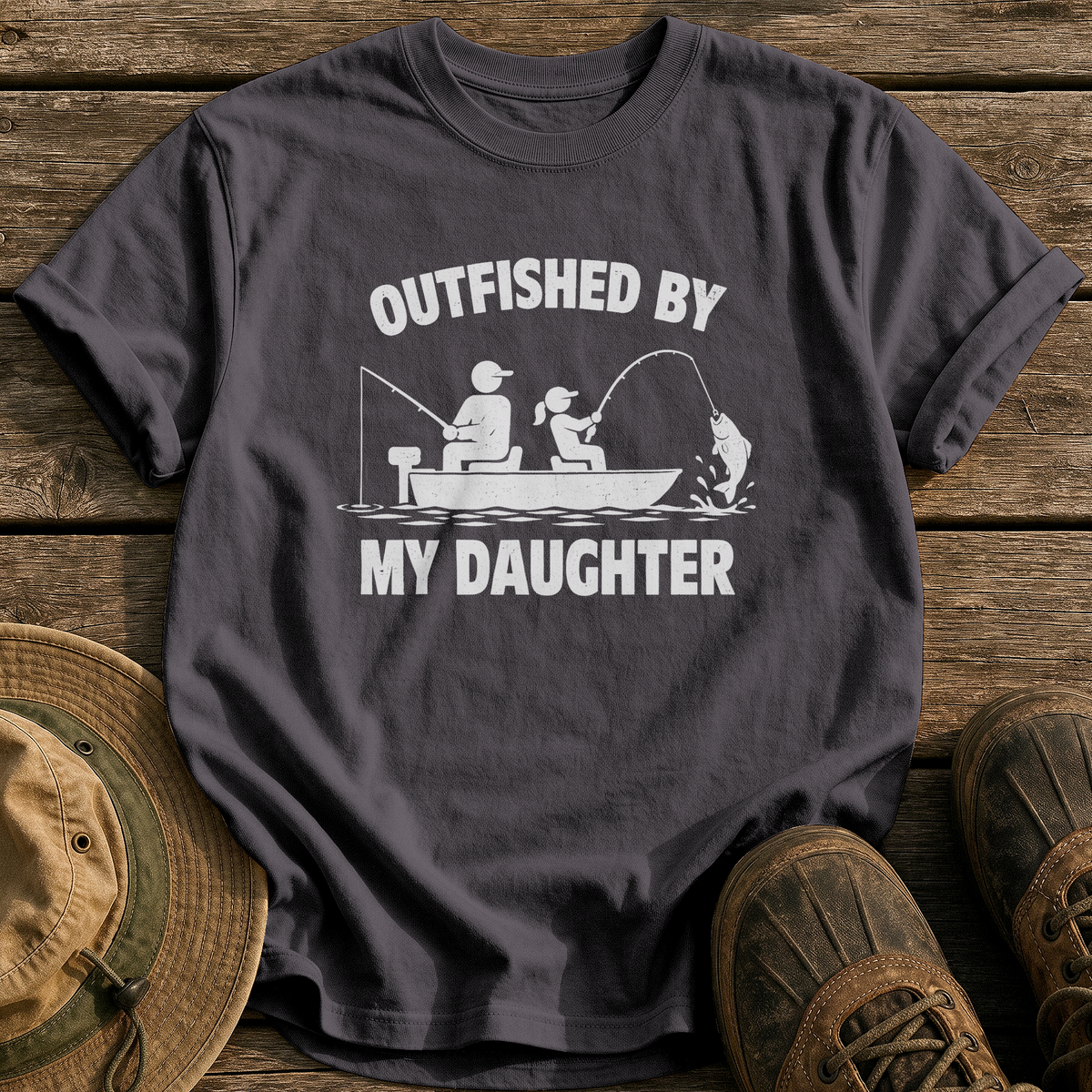 Outfished By My Daughter tee - Graphite - front