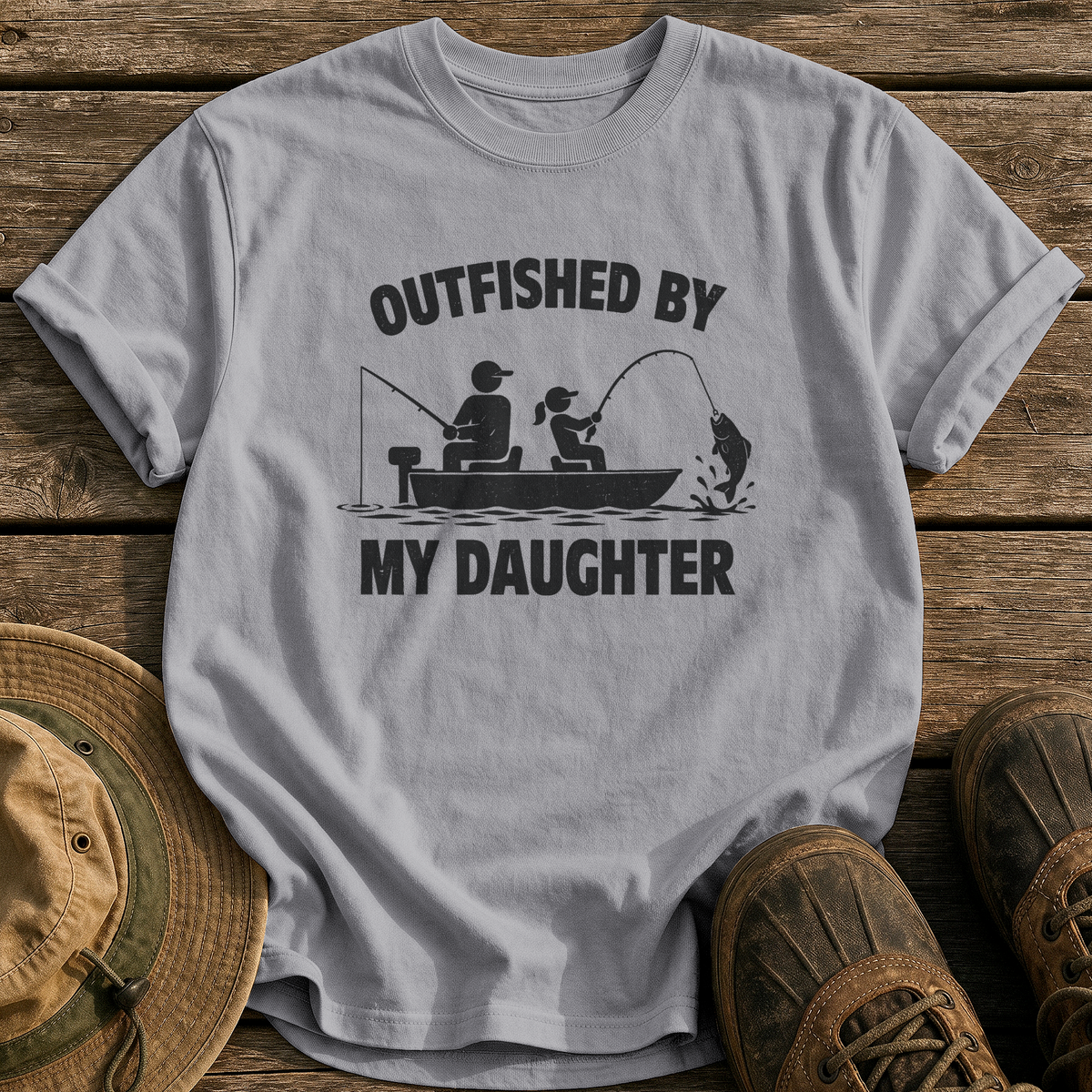 Outfished By My Daughter tee - Grey - front