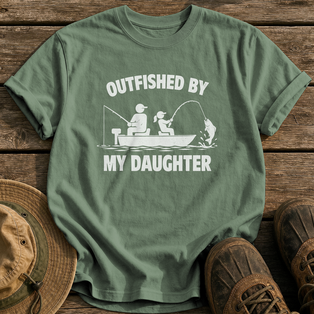Outfished By My Daughter tee - Moss - front
